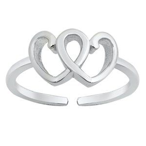 .925 Sterling Silver Heart Toe Ring Adjustable
